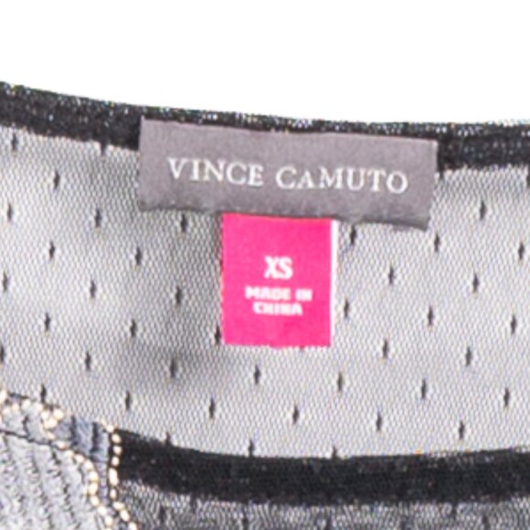 Vince Camuto Black Sheer Embroidered Floral Flutter Short Sleeve Blouse XS - Picture 6 of 6